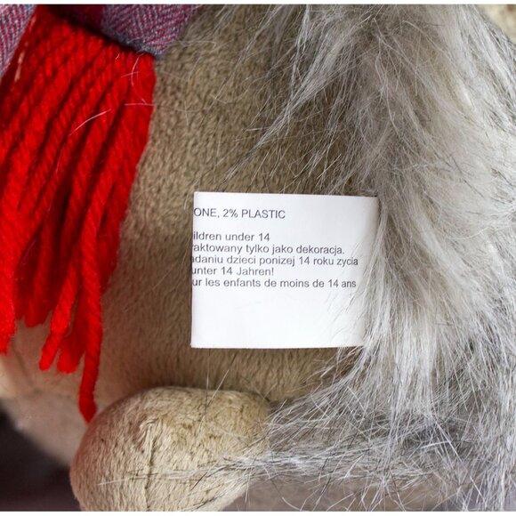 Plush Hedgehog with Plaid Scarf 11" Stuffed Animal Doorstop - Picture 10 of 10